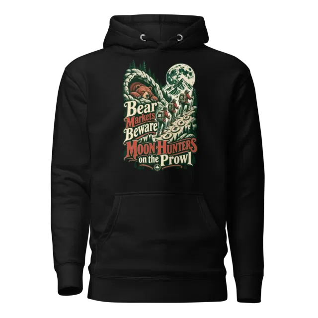 Bear Markets Beware Moon Hunters on the Prowl Hoodie in Black