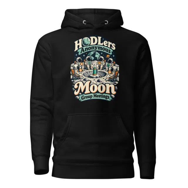 HODLers Anonymous Moon Group Meetings Hoodie in Black