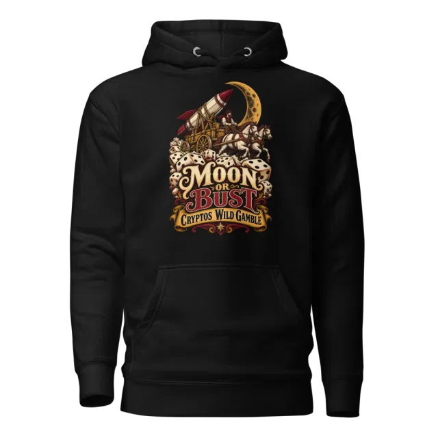 Moon or Bust Cryptos Wild Gamble Hoodie in Black