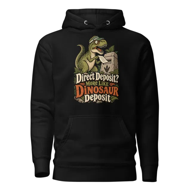 Direct Deposit? More Like Dinosaur Deposit Hoodie in Black