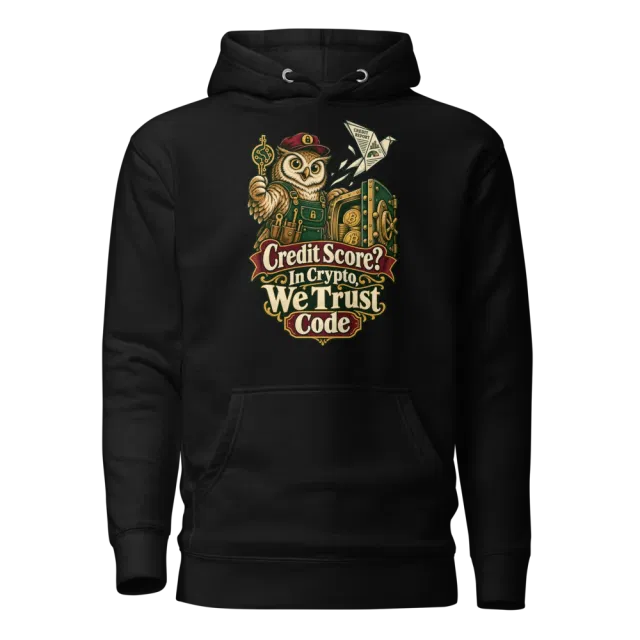 Credit Score? In Crypto, We Trust Code Hoodie in Black