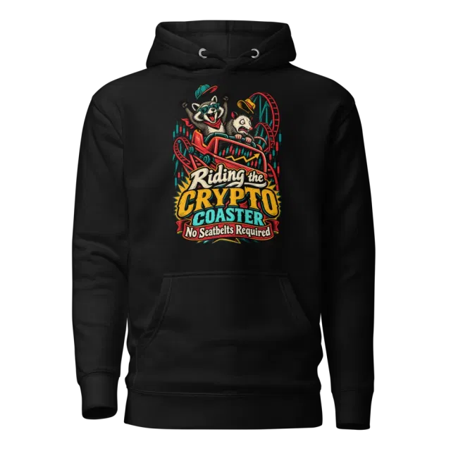 Riding the Crypto Coaster No Seatbelts Required Hoodie in Black