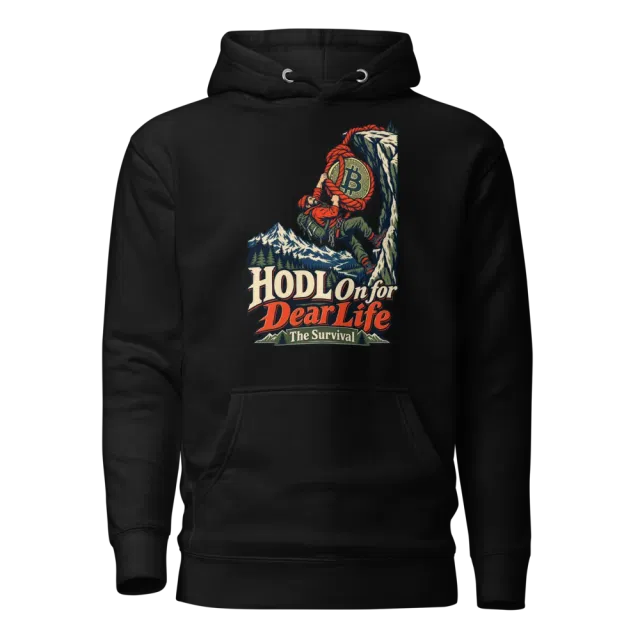 HODL On for Dear Life The Survival Hoodie in Black