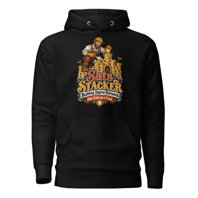 Sats Stacker Building Digital Fortunes One Coin at a Time Hoodie in Black
