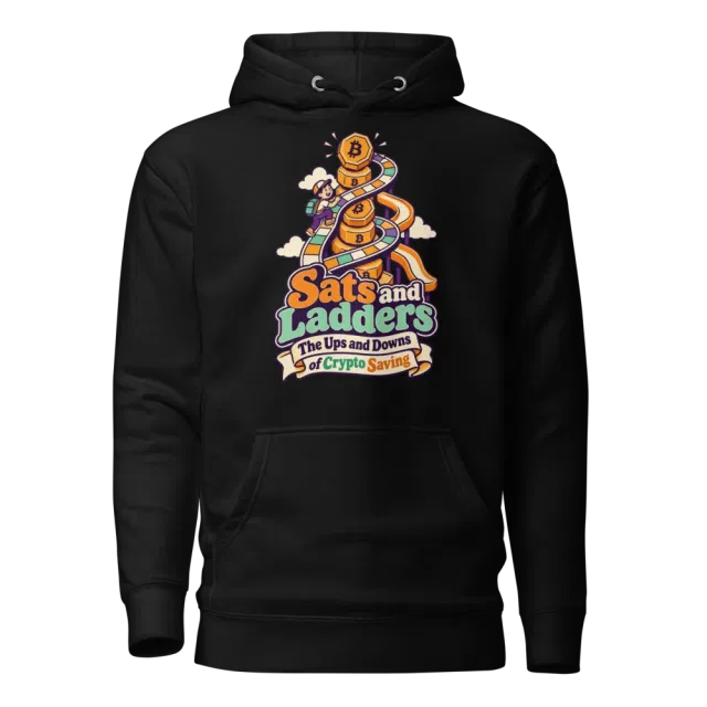 Sats and Ladders The Ups and Downs of Crypto Saving Hoodie in Black