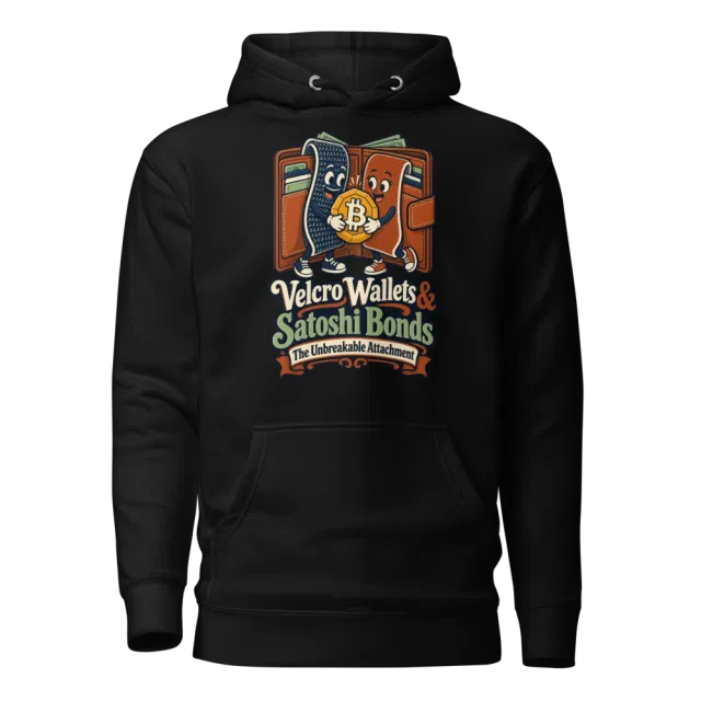 Velcro Wallets & Satoshi Bonds The Unbreakable Attachment Hoodie in Black