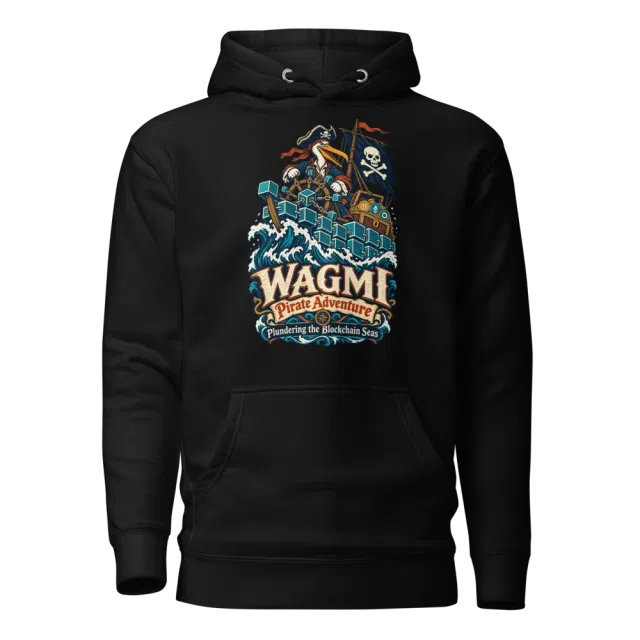 WAGMI Pirate Adventure Plundering the Blockchain Seas Hoodie in Black