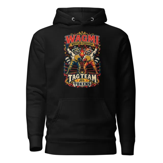 WAGMI Wrestling Federation Tag Team for Tokens Hoodie in Black