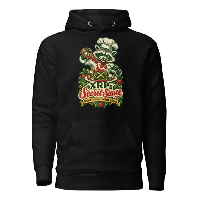 XRPs Secret Sauce Instant Payments, No Bank Holidays Hoodie in Black