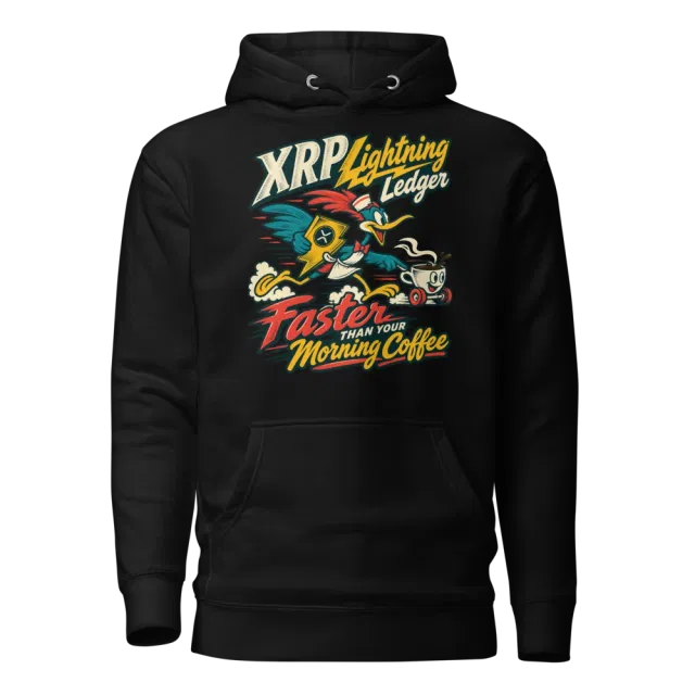 XRP Lightning Ledger Faster Than Your Morning Coffee Hoodie in Black