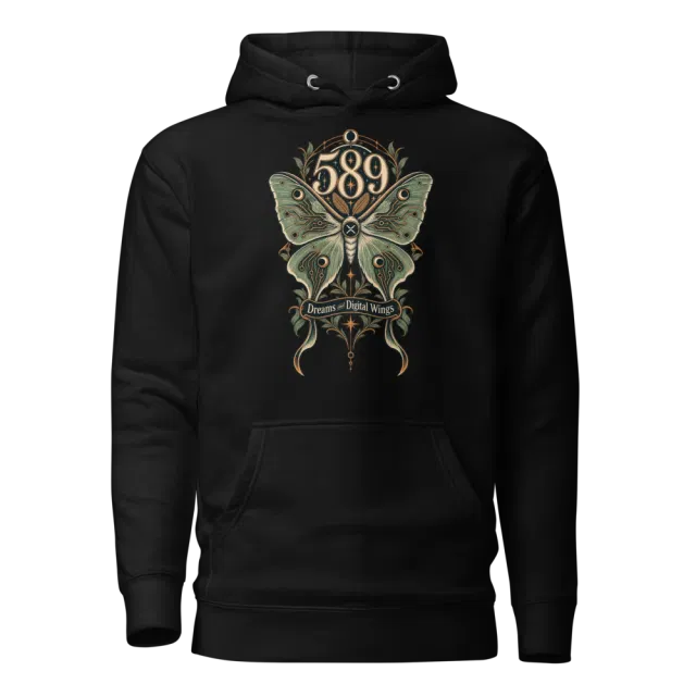 589 Dreams and Digital Wings Hoodie in Black