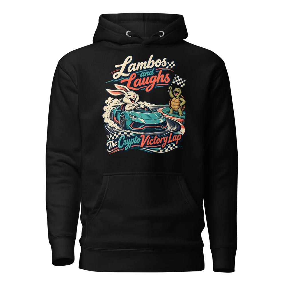 Lambos and Laughs – The Crypto Victory Lap Hoodie in Black