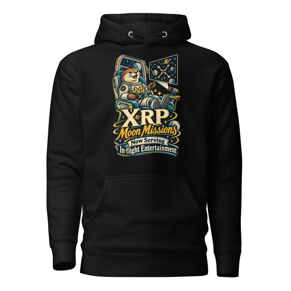 XRP Moon Missions Now Serving In-flight Entertainment Hoodie in Black