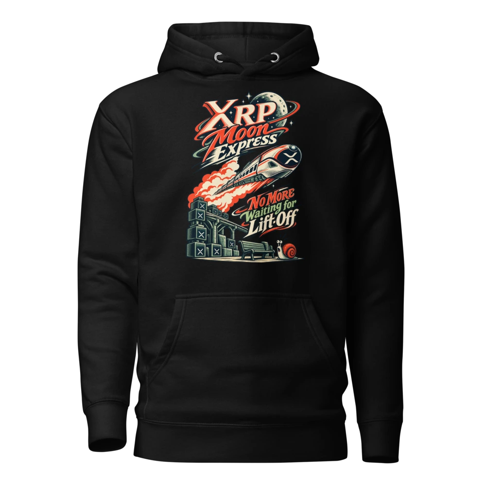 XRP Moon Express No More Waiting for Lift-Off Hoodie in Black