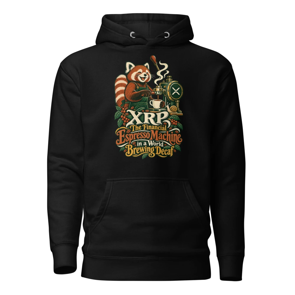 XRP The Financial Espresso Machine in a World Brewing Decaf Hoodie in Black