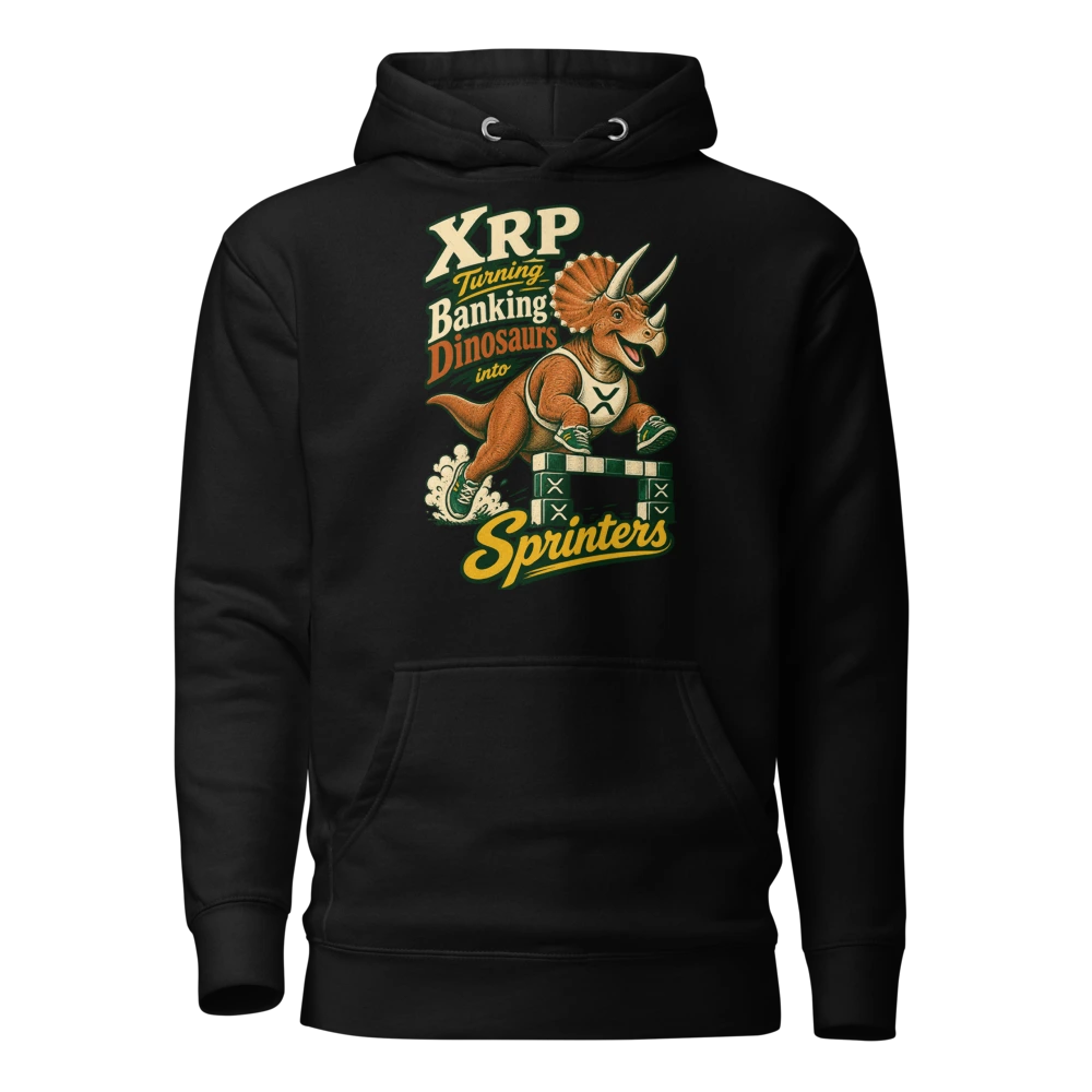 XRP Turning Banking Dinosaurs into Sprinters Hoodie in Black