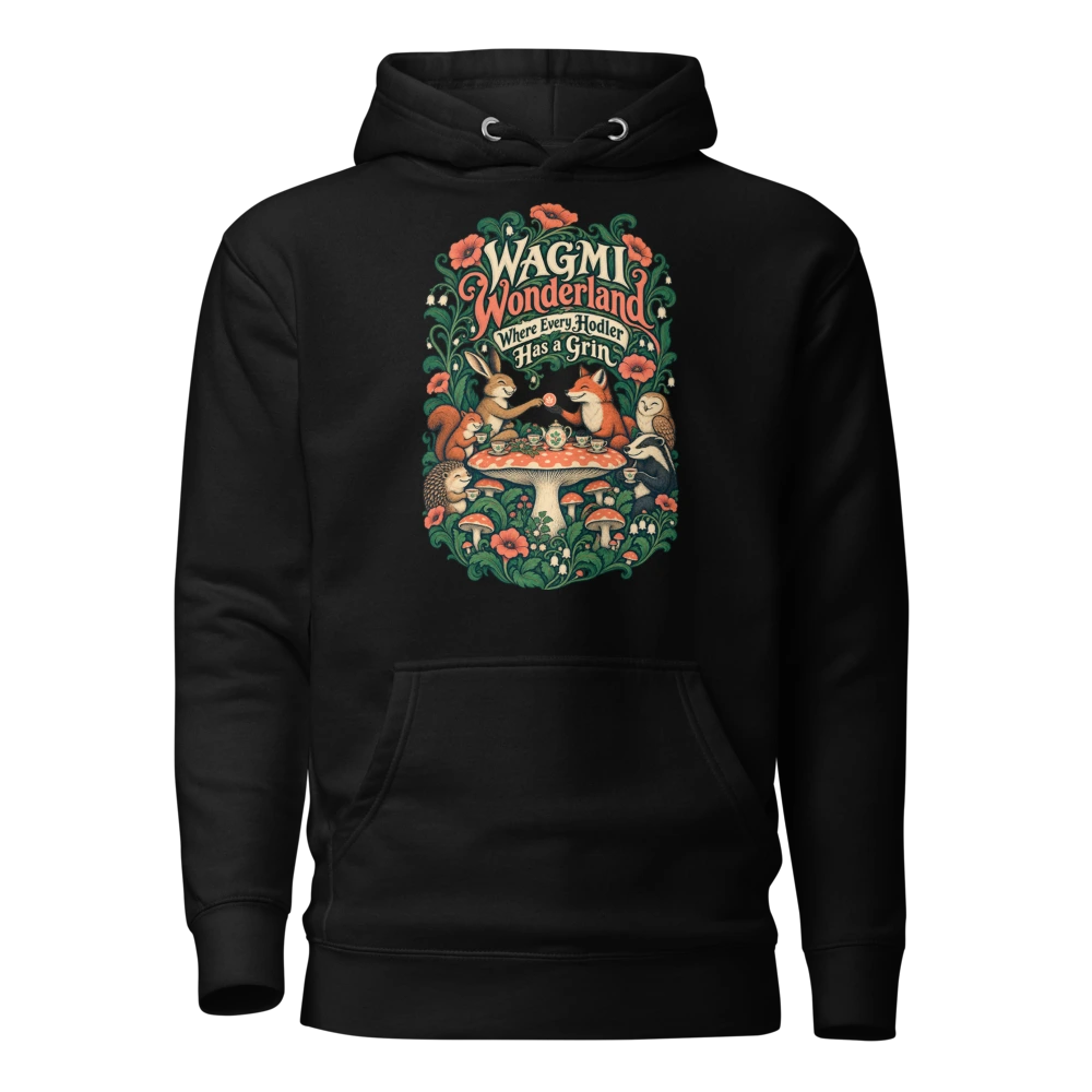 WAGMI Wonderland Where Every Hodler Has a Grin Hoodie in Black
