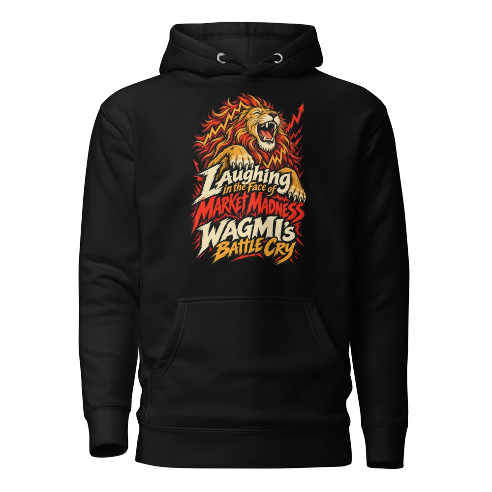 Laughing in the Face of Market Madness WAGMI’s Battle Cry Hoodie in Black