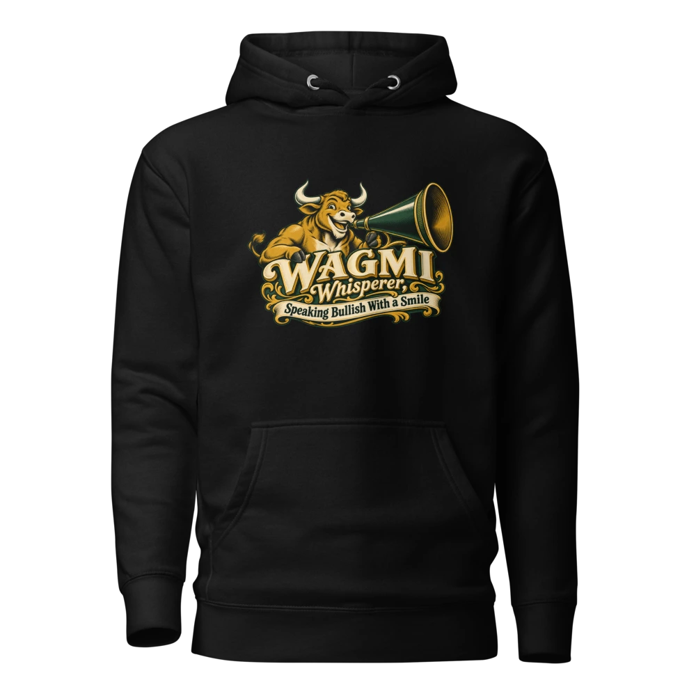 WAGMI Whisperer, Speaking Bullish With a Smile Hoodie in Black
