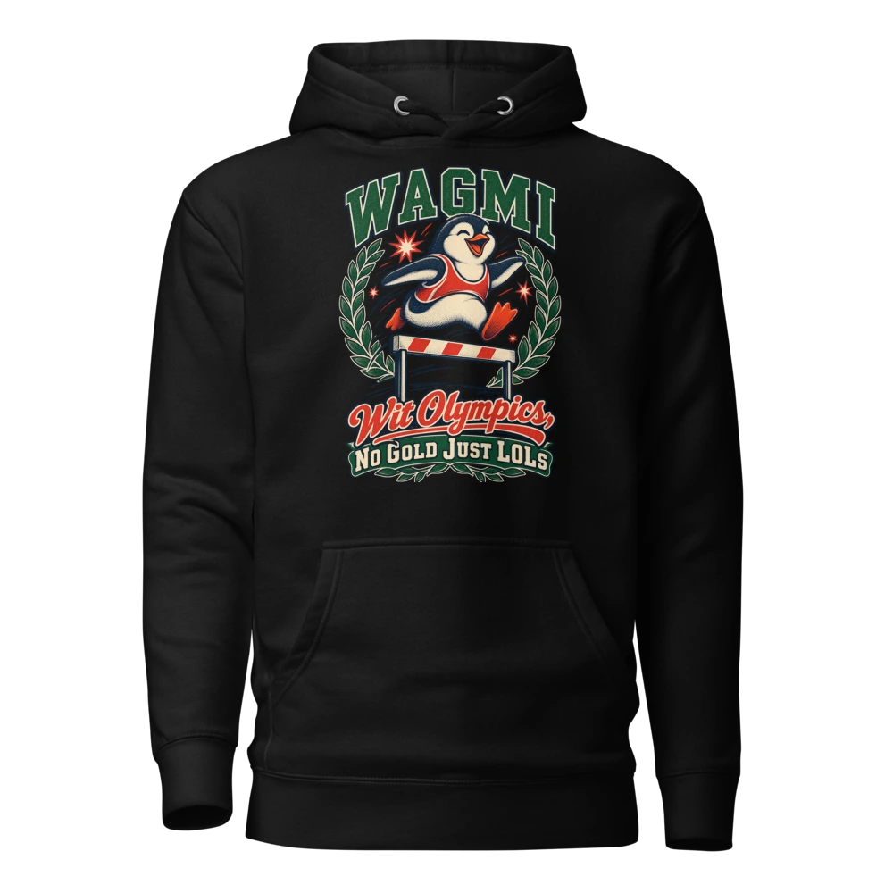 WAGMI Wit Olympics, No Gold Just LOLs Hoodie in Black