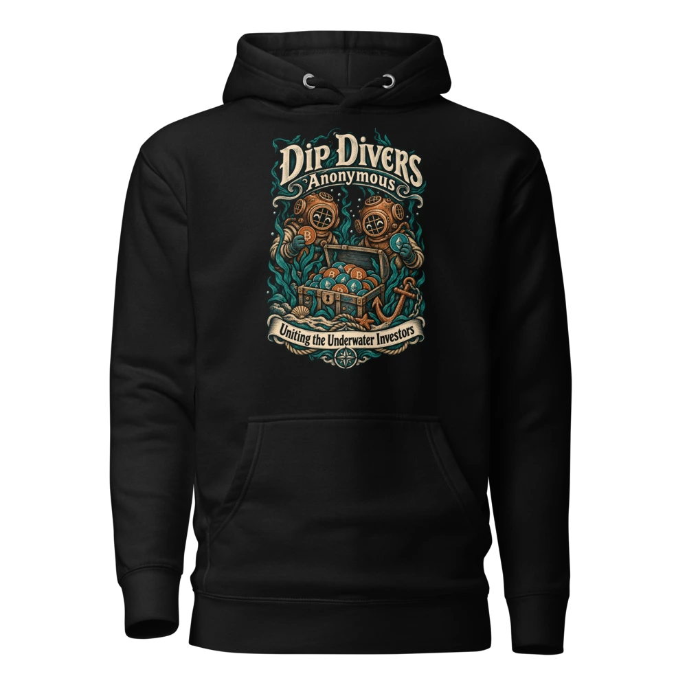 Dip Divers Anonymous – Uniting the Underwater Investors Hoodie in Black