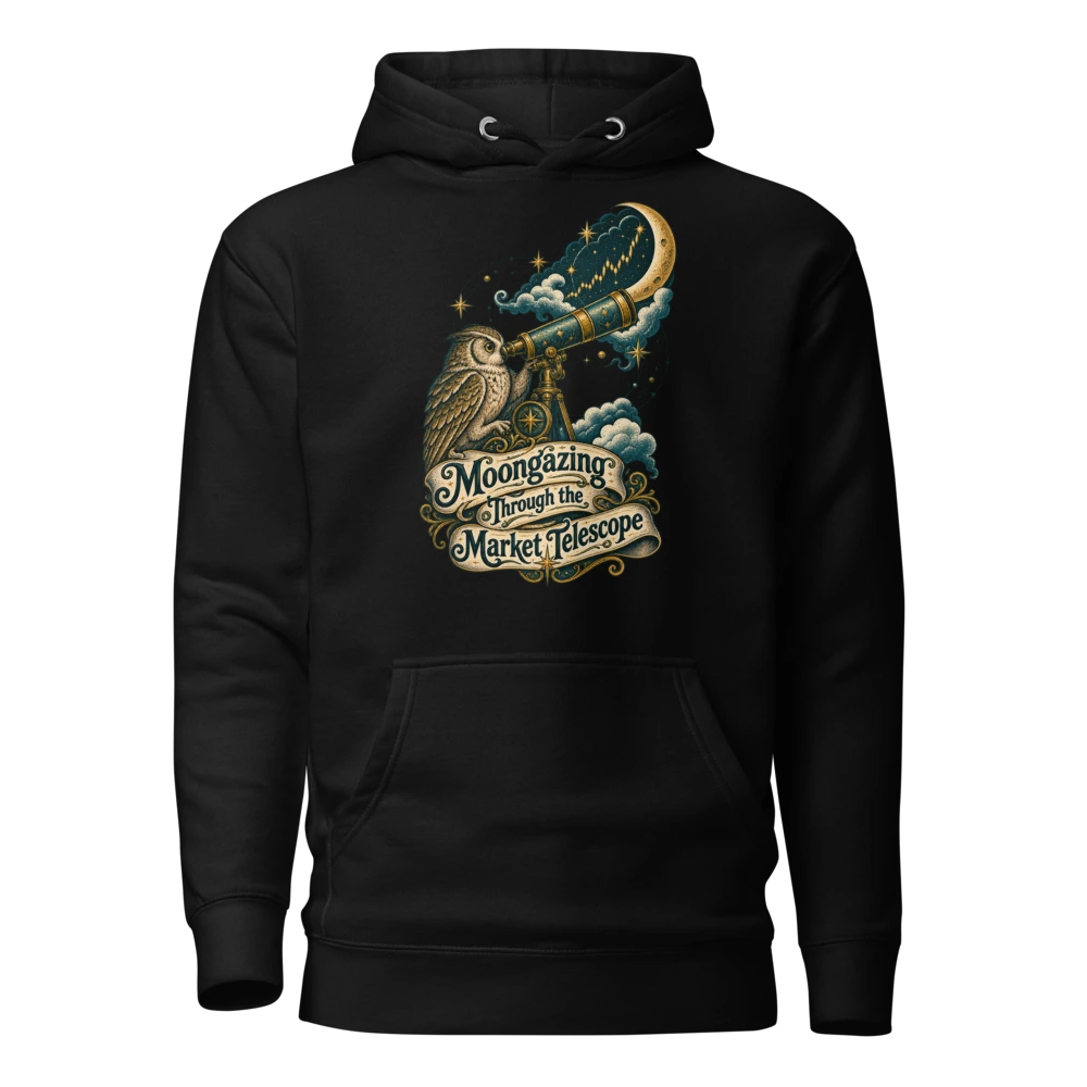 Moongazing Through the Market Telescope Hoodie in Black