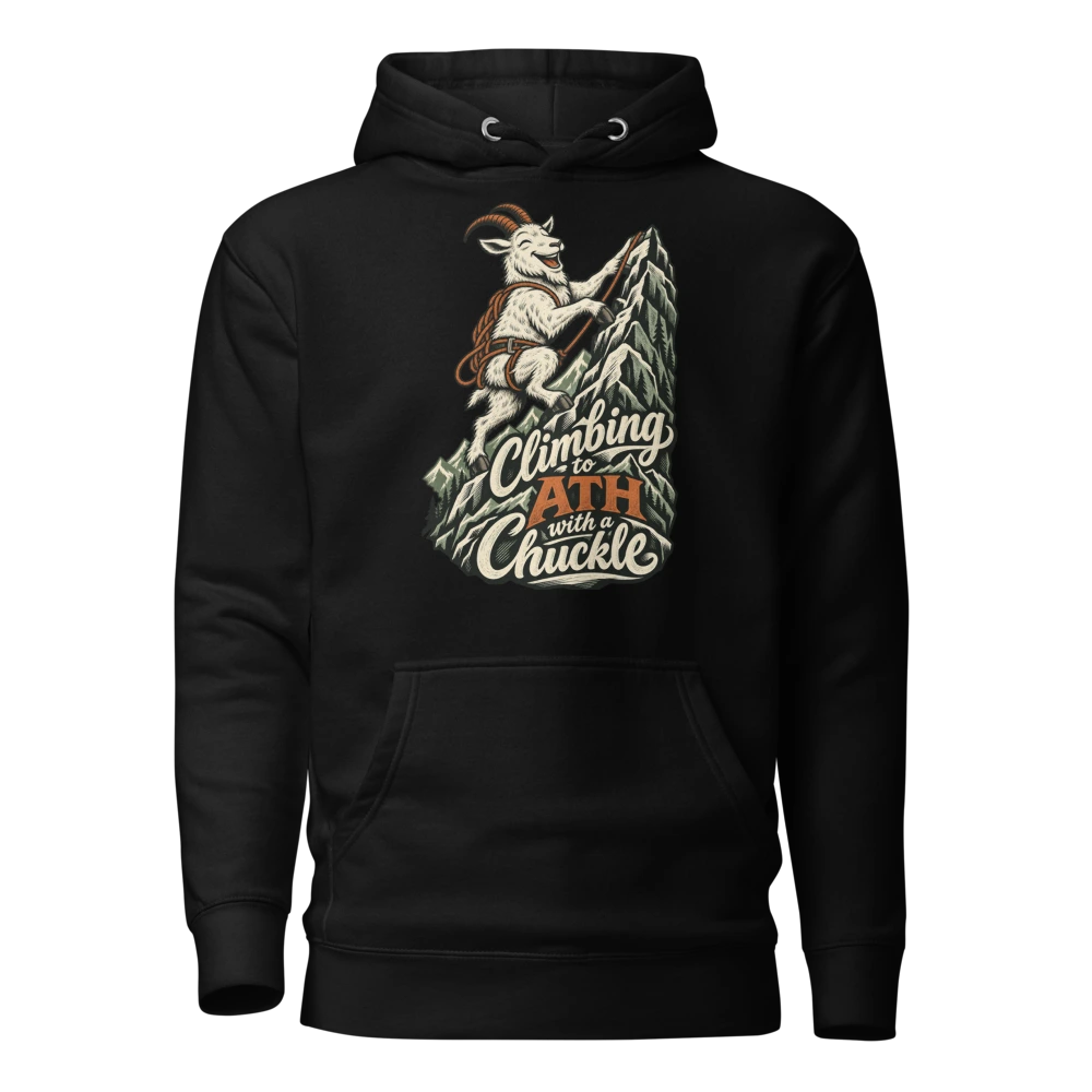 Climbing to ATH with a Chuckle Hoodie in Black