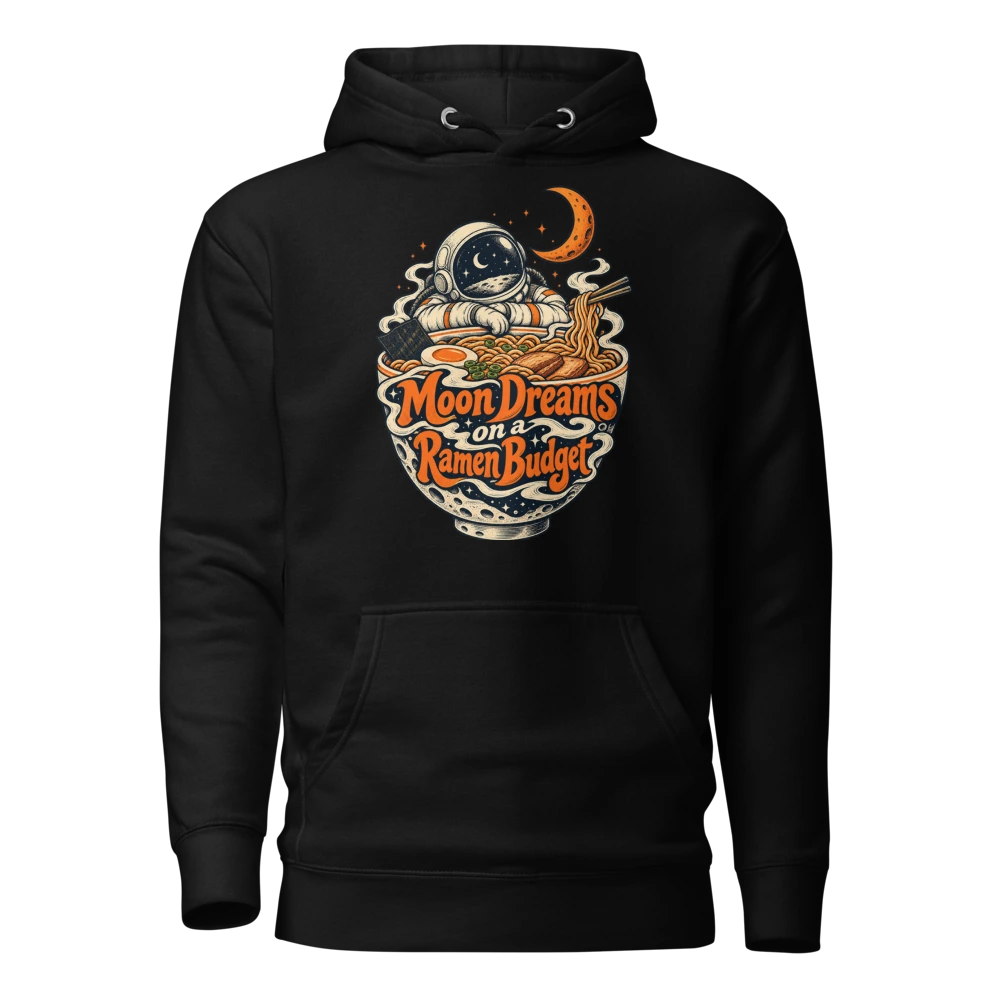 Moon Dreams on a Ramen Budget Hoodie in Black