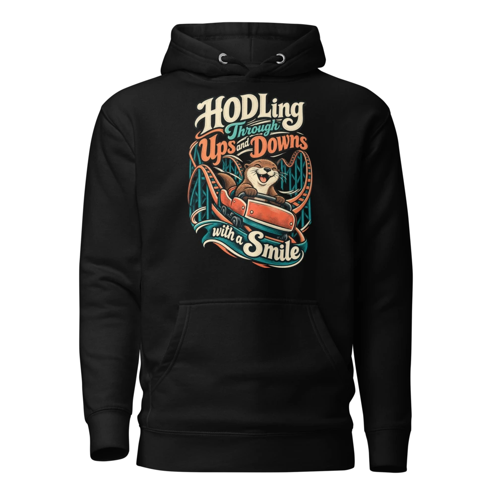 HODLing Through Ups and Downs with a Smile Hoodie in Black