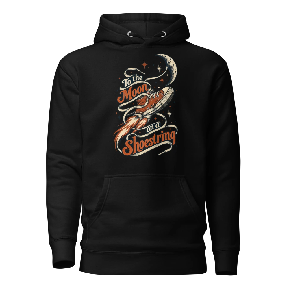 To the Moon on a Shoestring Hoodie in Black