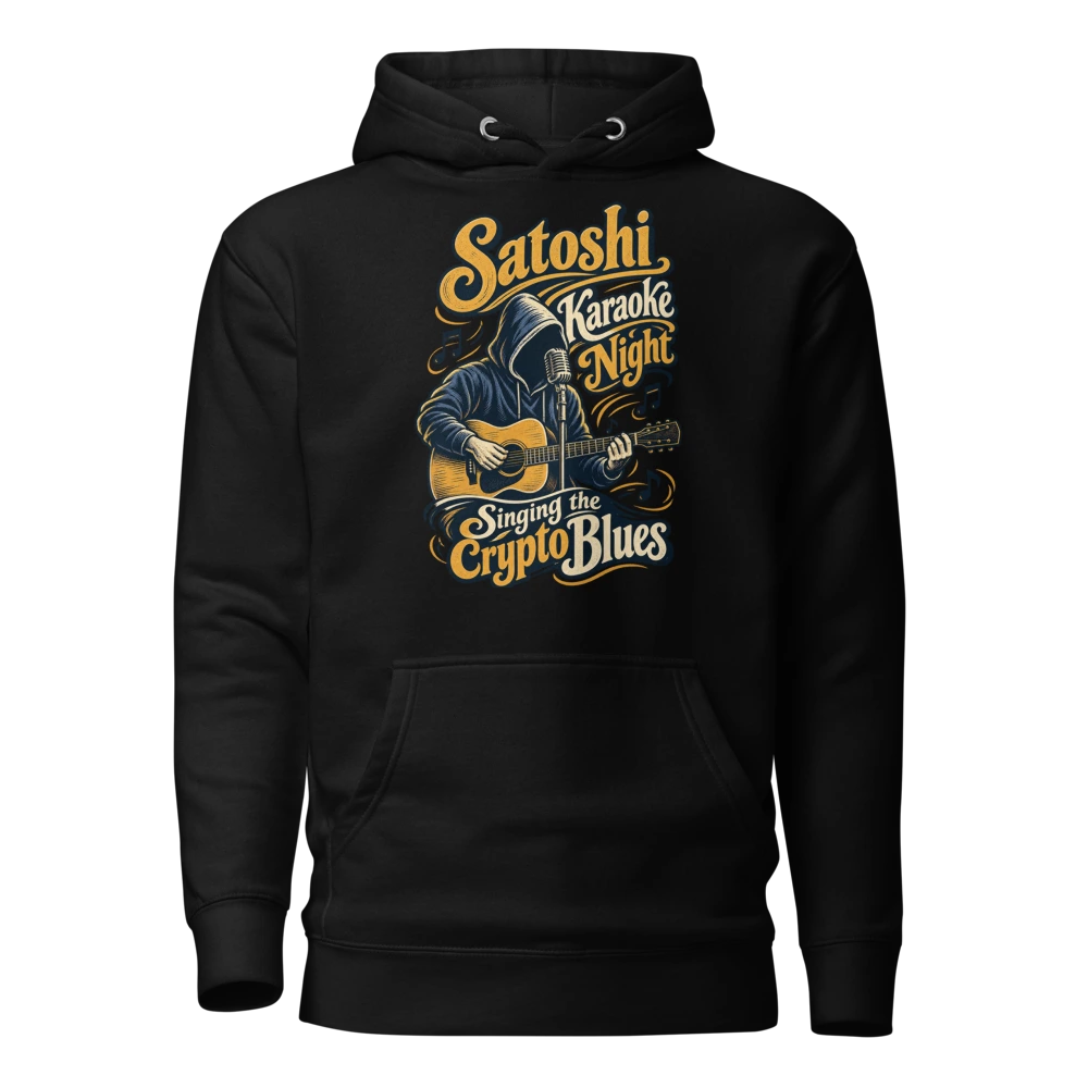 Satoshi Karaoke Night Singing the Crypto Blues Hoodie in Black
