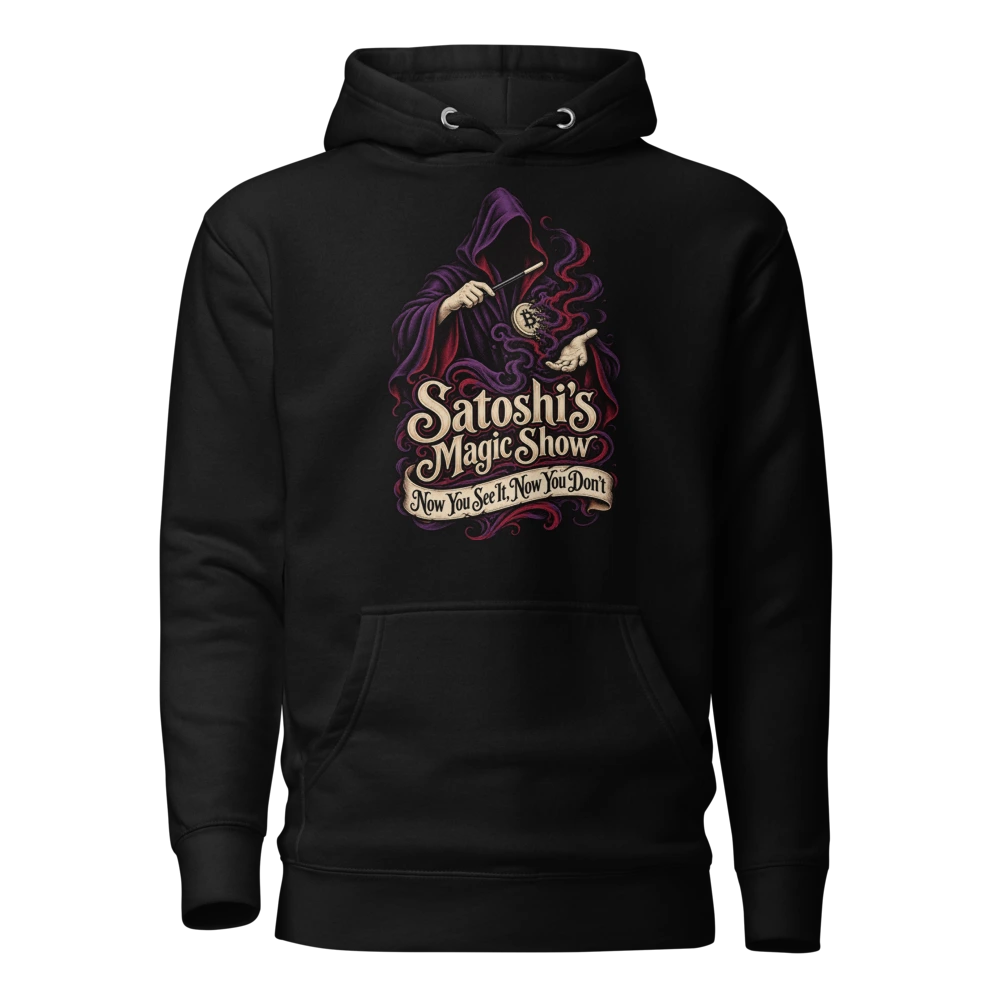 Satoshi’s Magic Show Now You See It, Now You Don’t Hoodie in Black