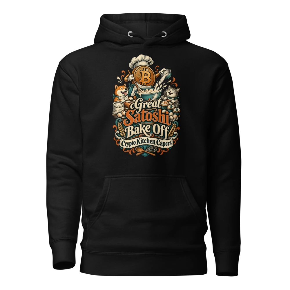 Great Satoshi Bake Off Crypto Kitchen Capers Hoodie in Black