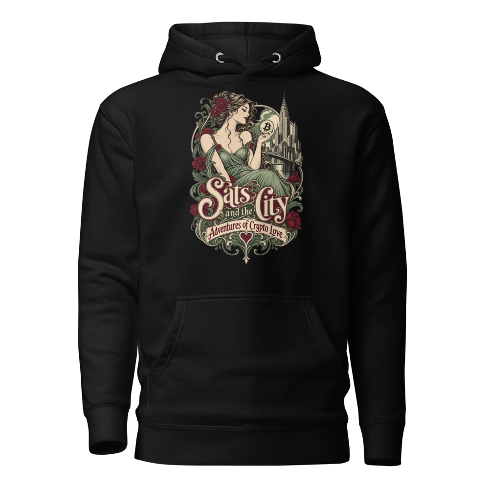 Sats and the City Adventures of Crypto Love Hoodie in Black