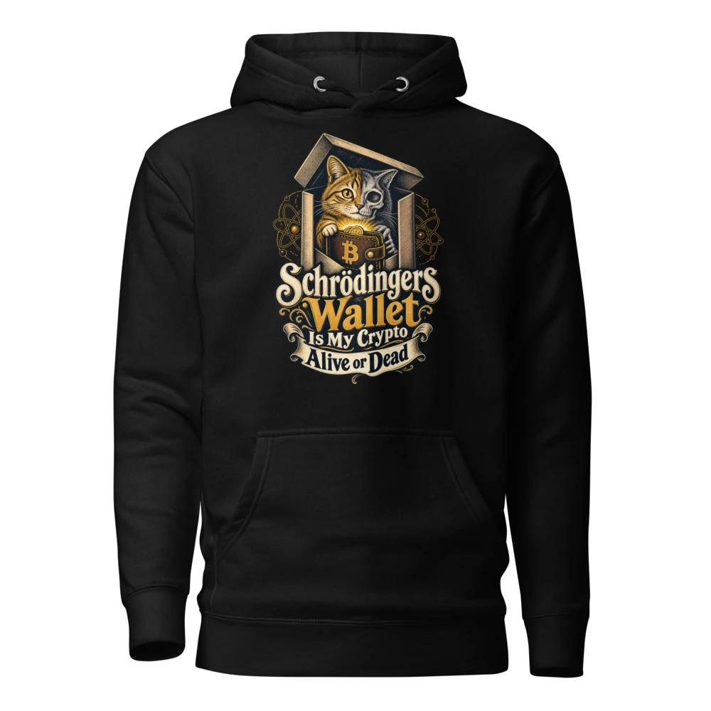 Schrödingers Wallet Is My Crypto Alive or Dead Hoodie in Black