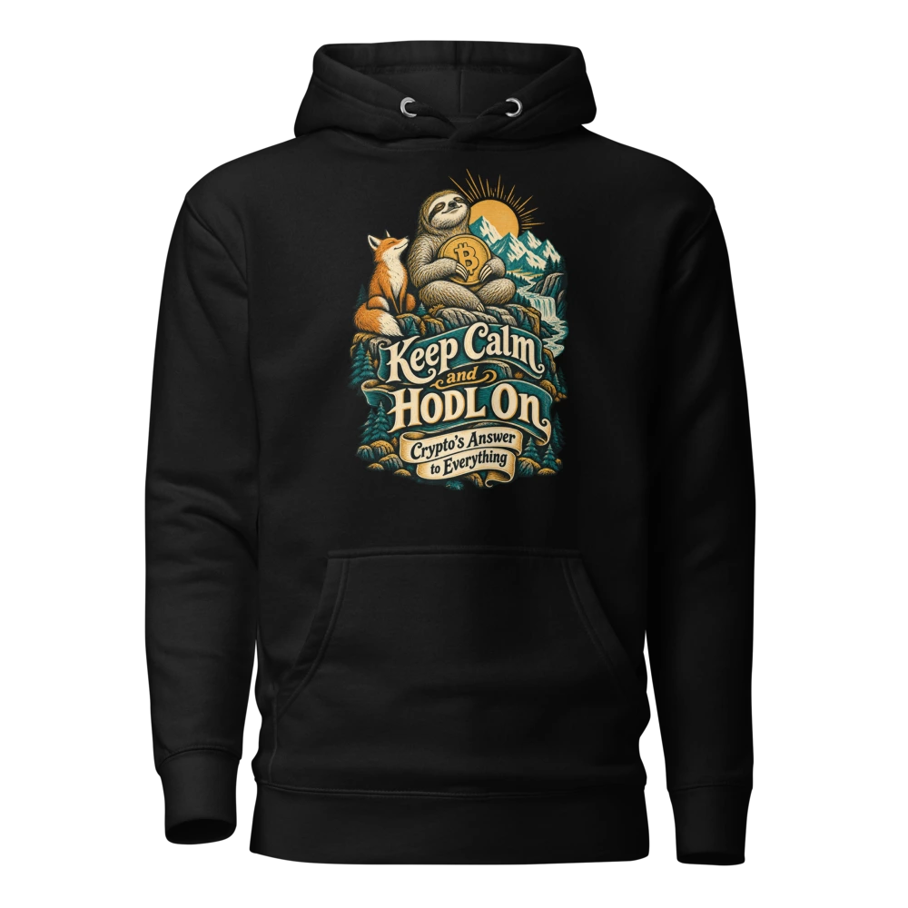 Keep Calm and HODL On Crypto’s Answer to Everything Hoodie in Black