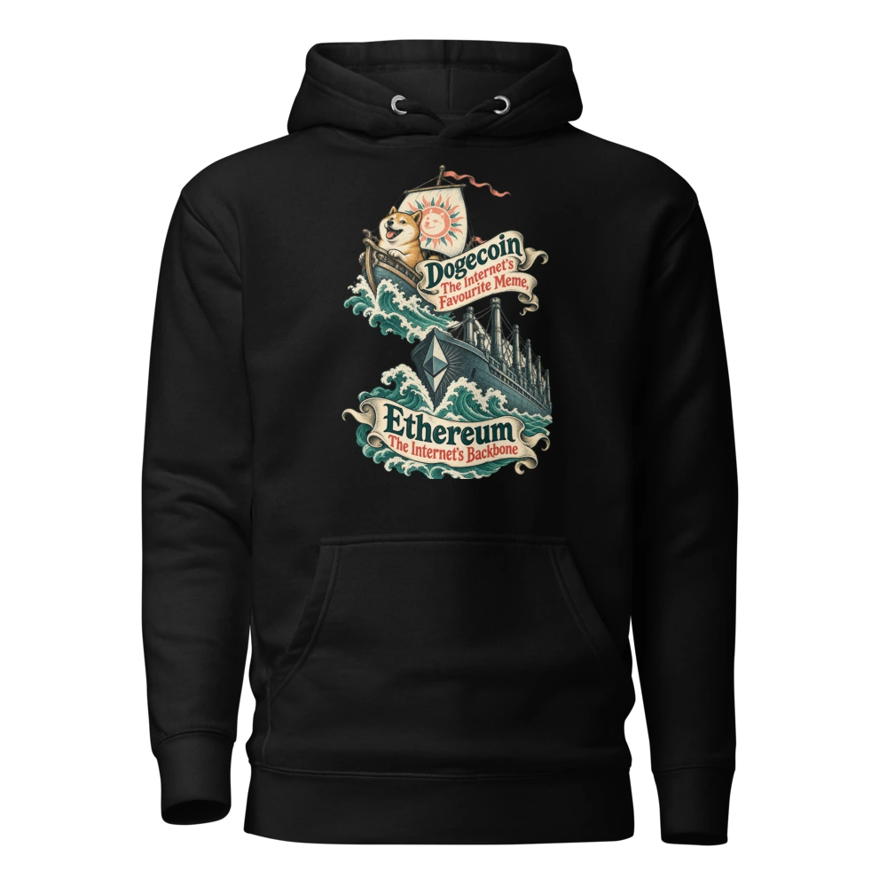 Dogecoin The Internet’s Favourite Meme, Ethereum The Internet’s Backbone Hoodie in Black