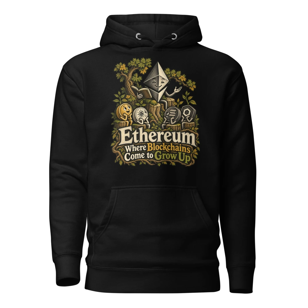 Ethereum Where Blockchains Come to Grow Up Hoodie in Black