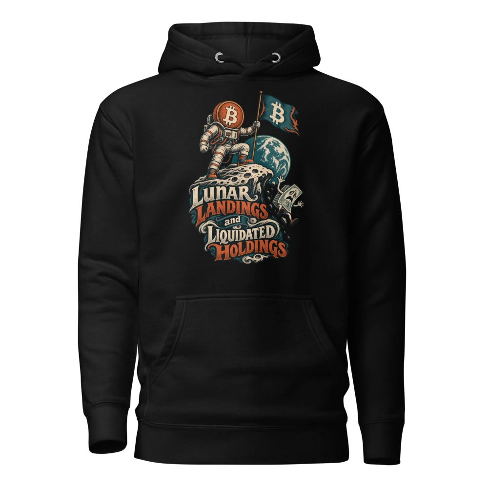 Lunar Landings and Liquidated Holdings Hoodie in Black