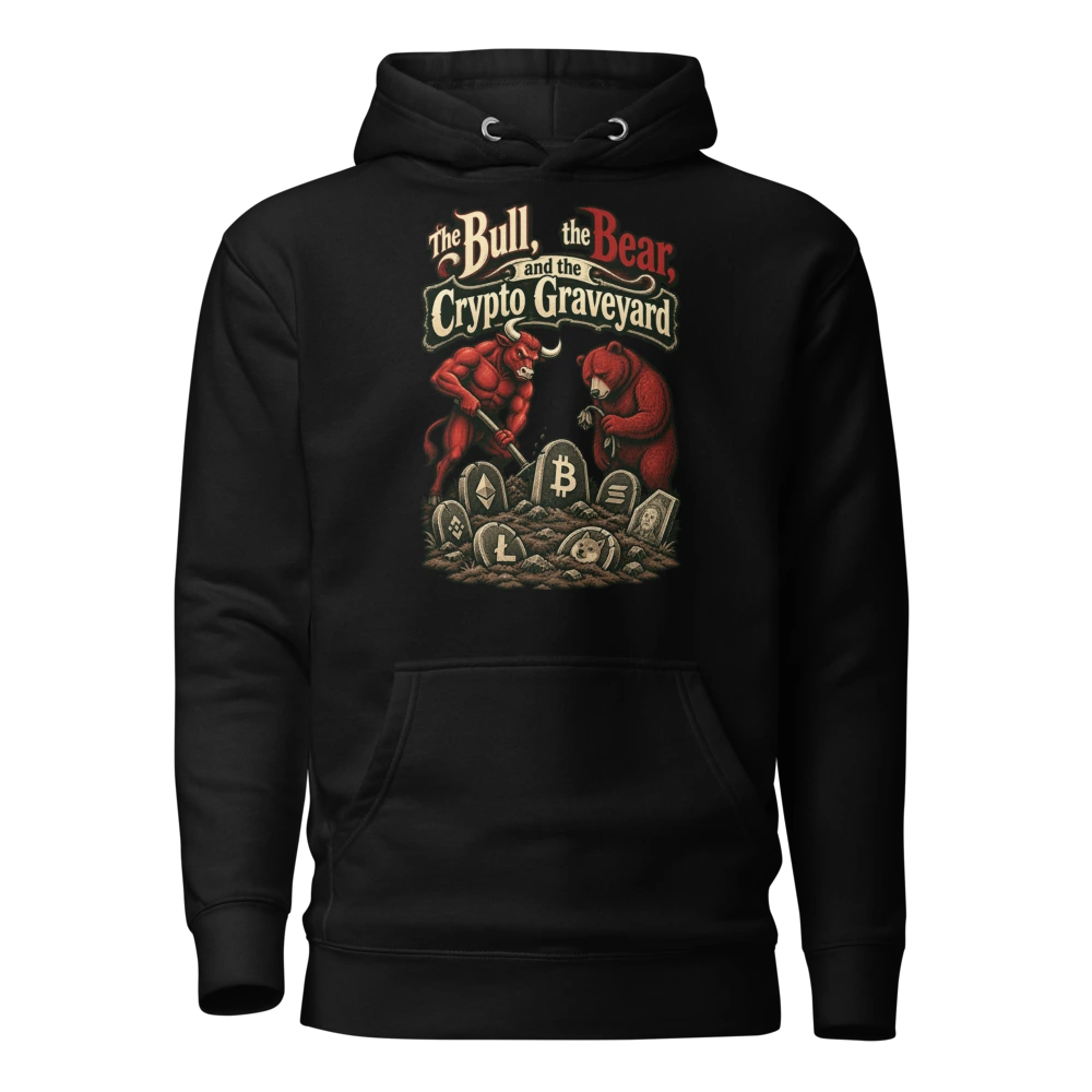 The Bull, the Bear, and the Crypto Graveyard Hoodie