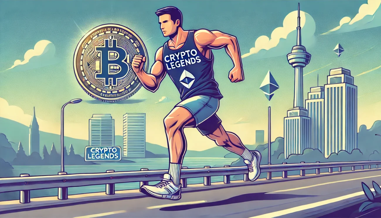 Crypto legends man running 